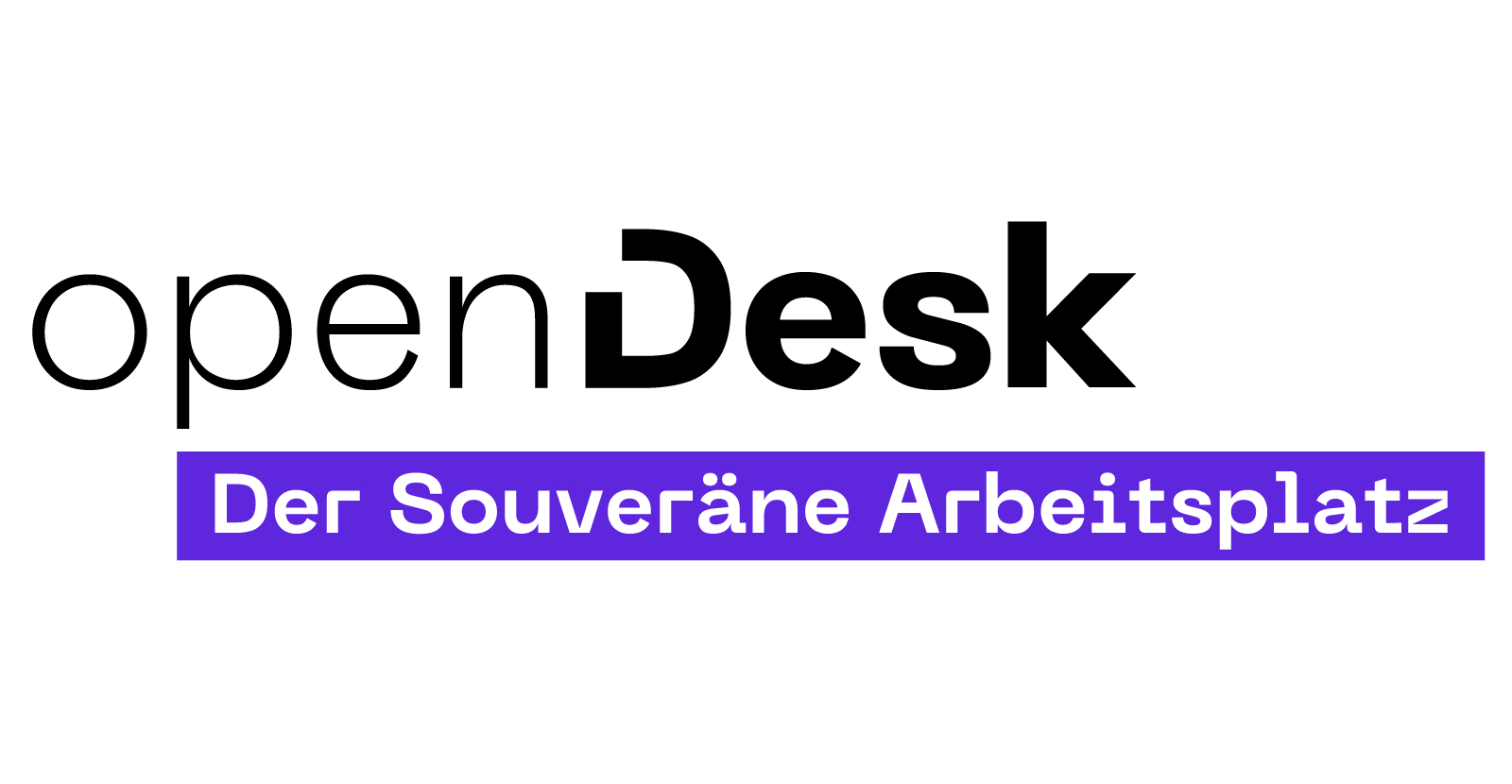 Logo van Opendesk met tekst in Duits: Der Soveraene Arbeidsplatz